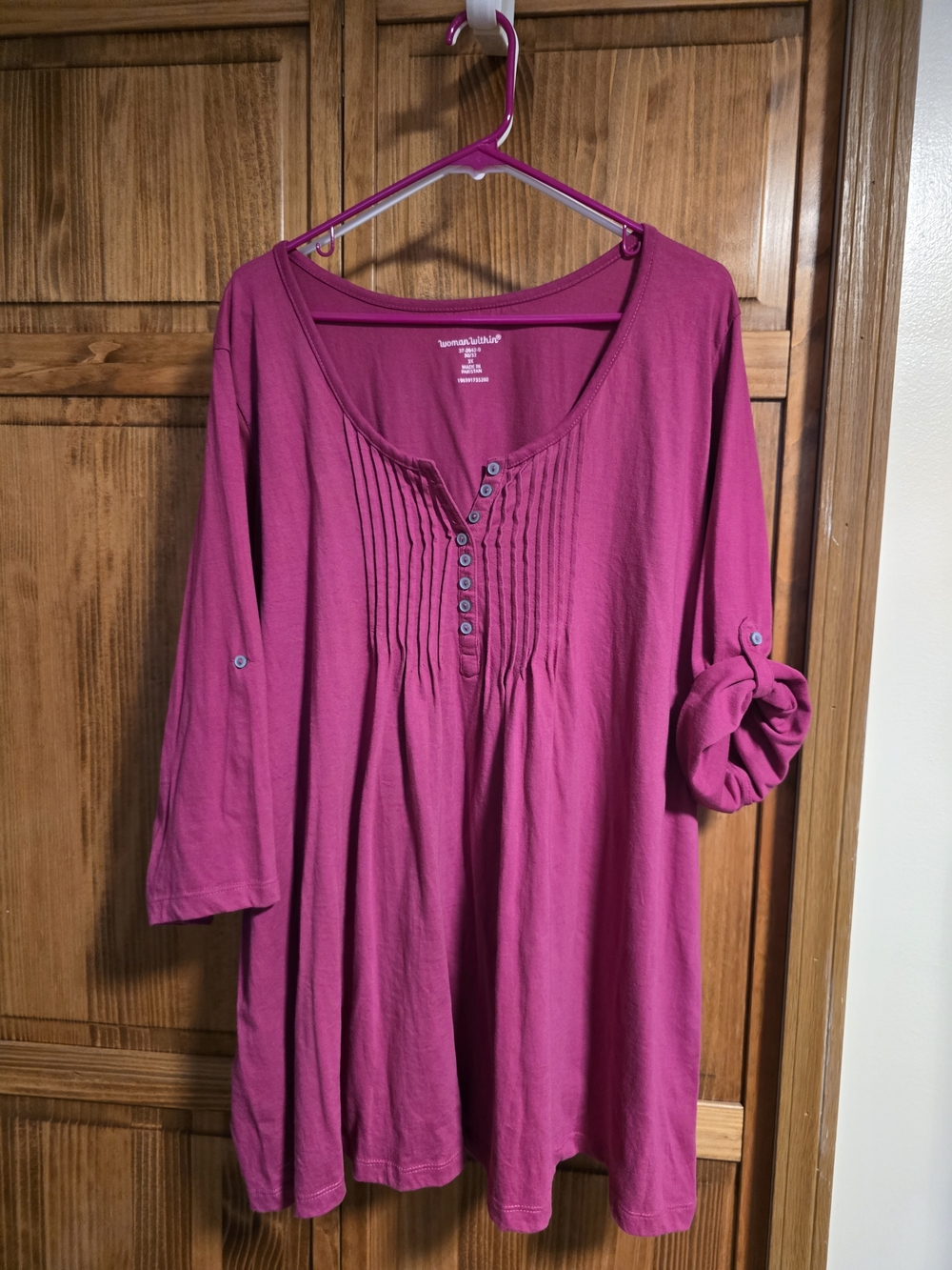 Woman Within Magenta Button-Pleat Tunic